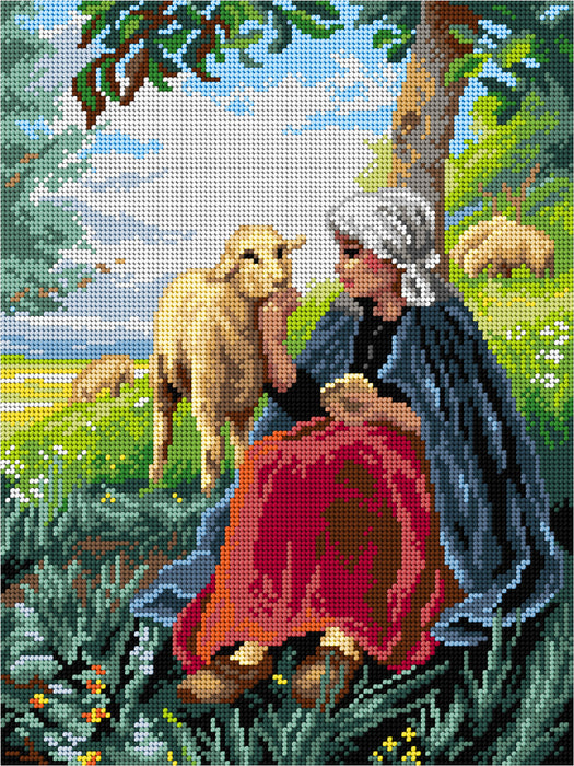 Gobelin canvas for halfstitch without yarn Shepherdess and Sheep 3620J