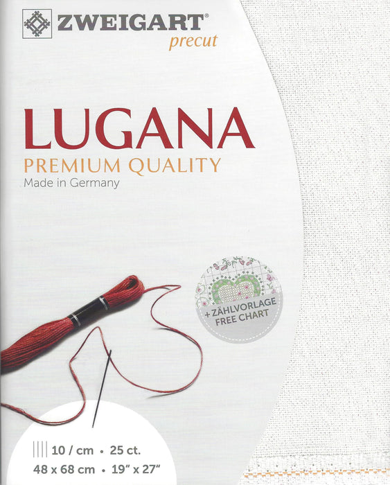 Precut Lugana 25 count White with pearl lurex 3835/11