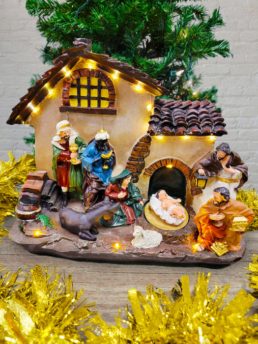 Christmas Village with LED Lights. Holy Family Scene. Nativity Scene F07M4-1-H530