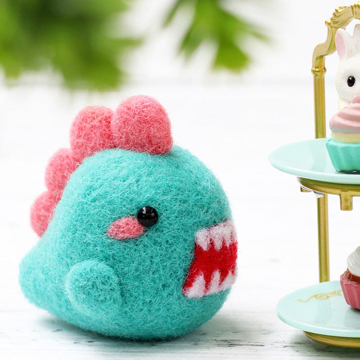 Blue Dino Needle Felting Kit. Wizardi DIY Wool Craft Kit F07N8-W143