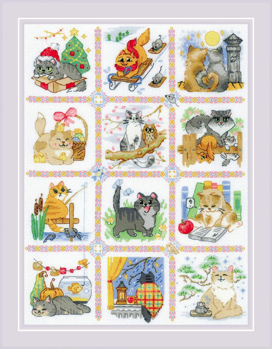 Cat Calendar R2136 Counted Cross Stitch Kit