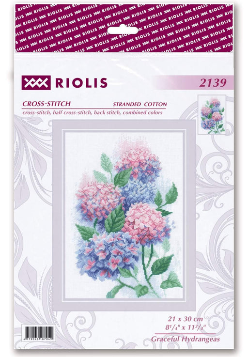 Graceful Hydrangeas 2139R Counted Cross Stitch Kit - Wizardi