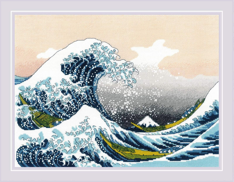 The Great Wave off Kanagawa after K. Hokusai Artwork R2186 Counted Cross Stitch Kit