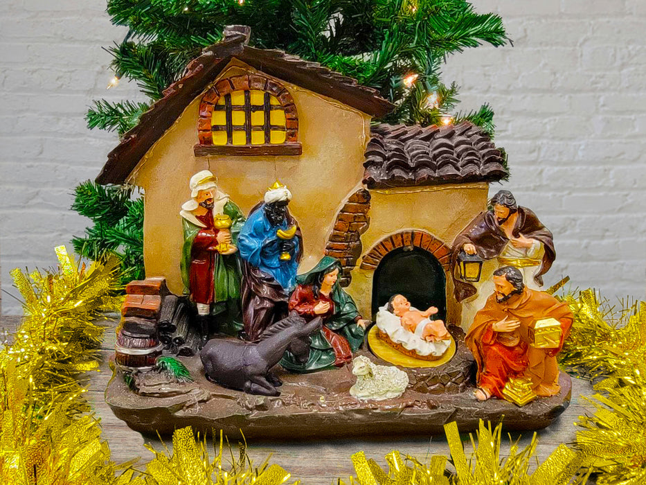 Christmas Village with LED Lights. Holy Family Scene. Nativity Scene F07M4-1-H530