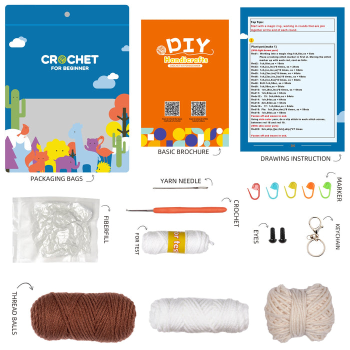 Monkey Amigurumi DIY Crochet Kit Wizardi F07N8-M56