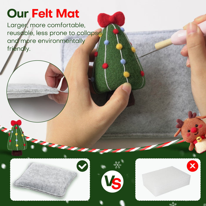 Christmas Donut, Bell, Tree and Reindeer Needle Felting Kit. Wizardi DIY Wool Craft Kit F07N8-Z-11