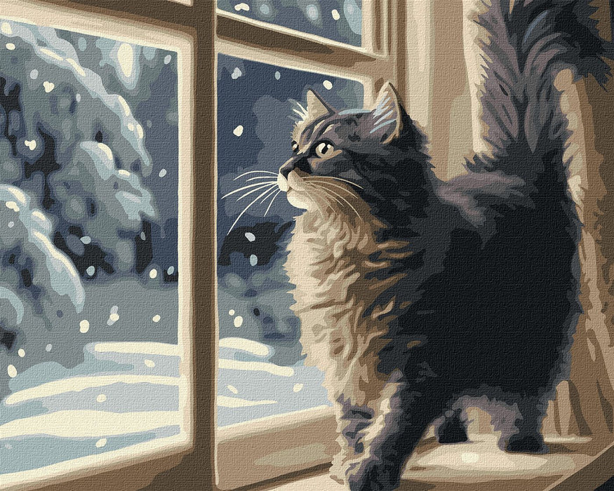 Painting by Numbers kit Snowfall Outside the Window KHO6550