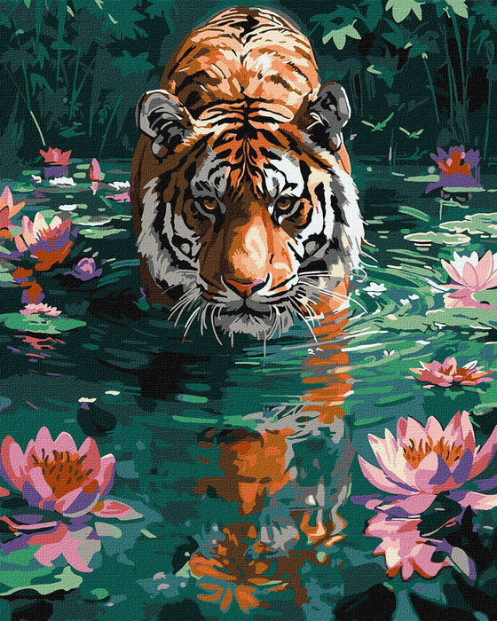 Painting by Numbers kit A tiger on the hunt KHO6614