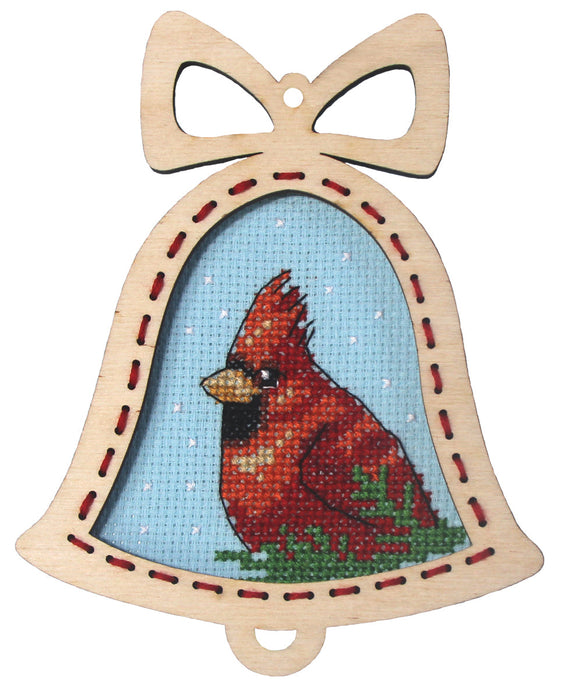 Complete counted cross stitch kit with plywood frame Bell - Red Bird 6645