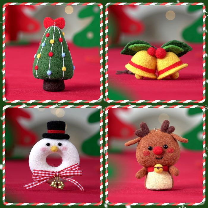 Christmas Donut, Bell, Tree and Reindeer Needle Felting Kit. Wizardi DIY Wool Craft Kit F07N8-Z-11