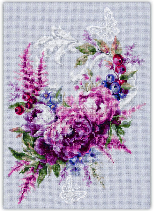 Purple Silk Peonies 70-04 Counted Cross-Stitch Kit
