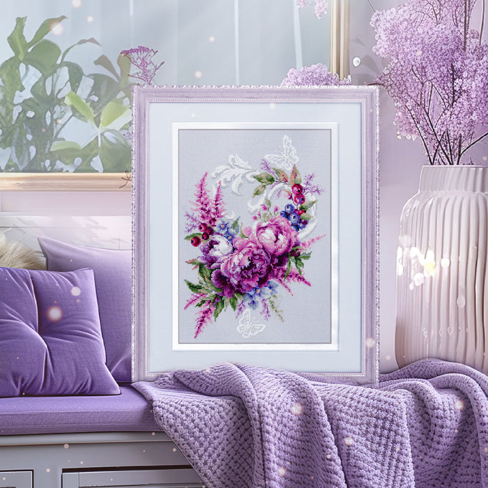 Purple Silk Peonies 70-04 Counted Cross-Stitch Kit