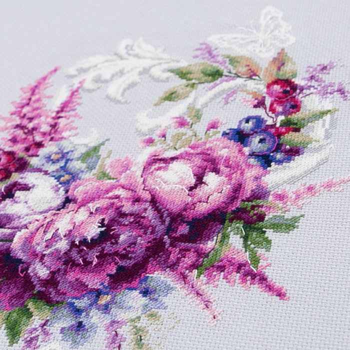Purple Silk Peonies 70-04 Counted Cross-Stitch Kit