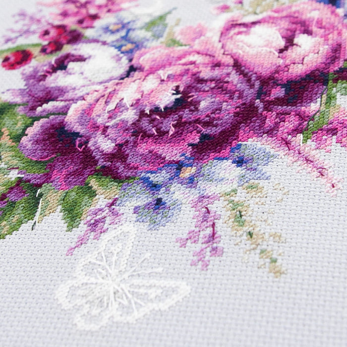 Purple Silk Peonies 70-04 Counted Cross-Stitch Kit