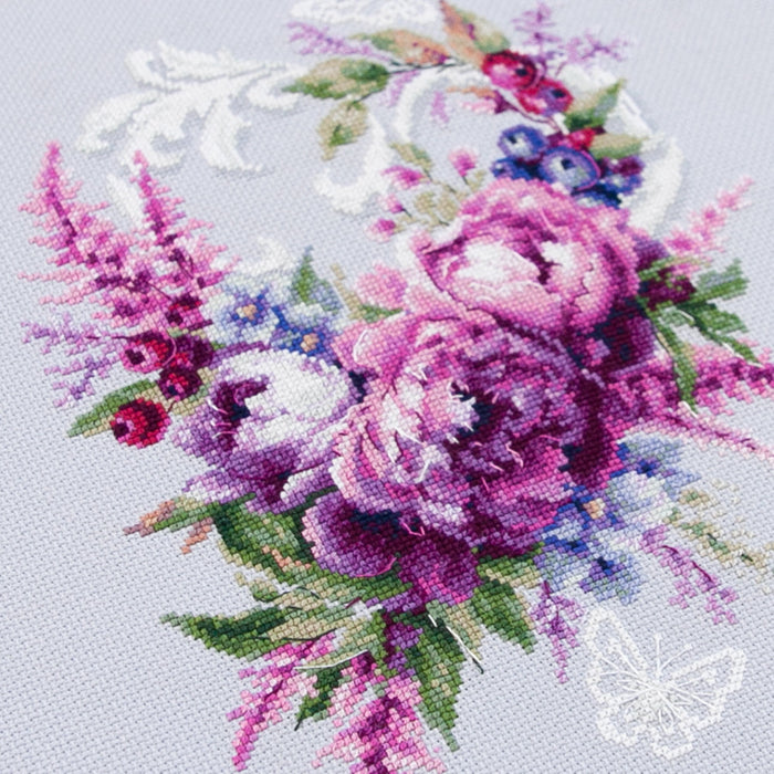 Purple Silk Peonies 70-04 Counted Cross-Stitch Kit