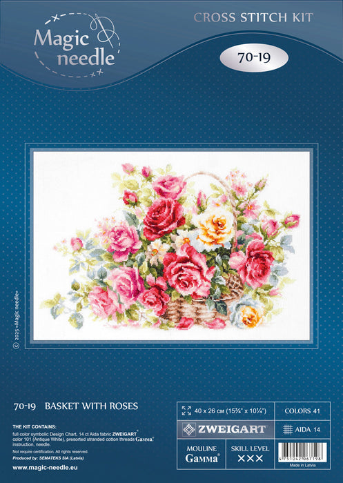 Basket with Roses 70-19 Counted Cross-Stitch Kit