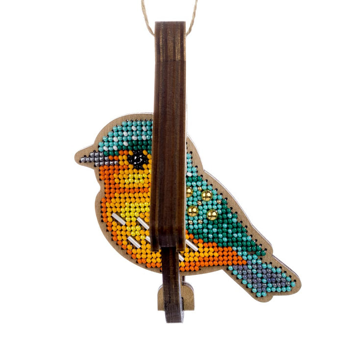 Wooden Bead Embroidery Kit Bird In Birdhouse FLK-580