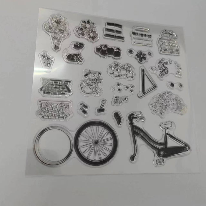 Vintage Bicycle Clear Stamp & Metal Die Set QS09