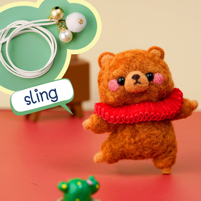 Bear Needle Felting Kit. Wizardi DIY Wool Craft Kit F07N8-W184