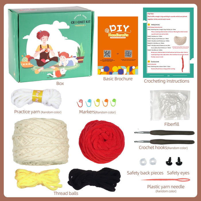 Hen and Chicken Amigurumi DIY Crochet Kit Wizardi F07N8-M147