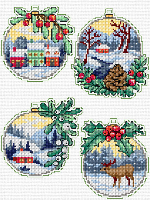Counted cross stitch kit with plastic canvas ornaments Winter time 8715