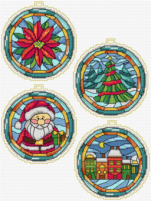 Counted cross stitch kit with plastic canvas ornaments Christmas time 8718