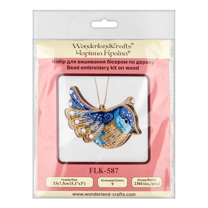 Wooden Bead Embroidery Kit Blue Bird FLK-587