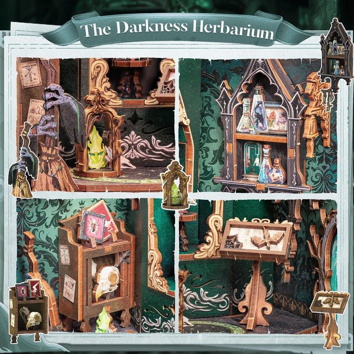 Book Nook Wizardi Miniature - The Darkness Herbarium Roombox Kit