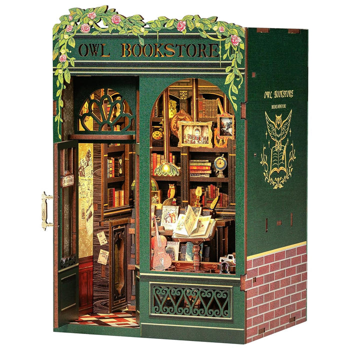 Miniature Wizardi Roombox Kit - Owl Bookstore Dollhouse Kit