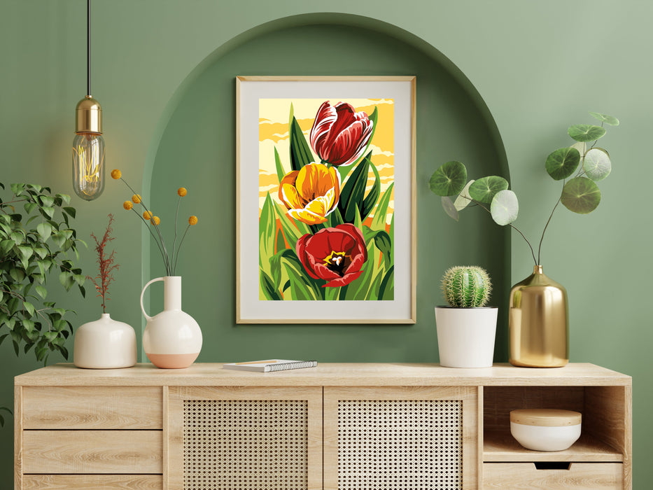 Needlepoint canvas for halfstitch without yarn Canvas Tulips SEU928.382 Seg De Paris Printed Tapestry Canvas
