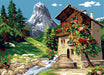 Needlepoint canvas for halfstitch without yarn Canvas The Peaks SE929.467 Seg De Paris Printed Tapestry Canvas with Mountain Landscape and House
