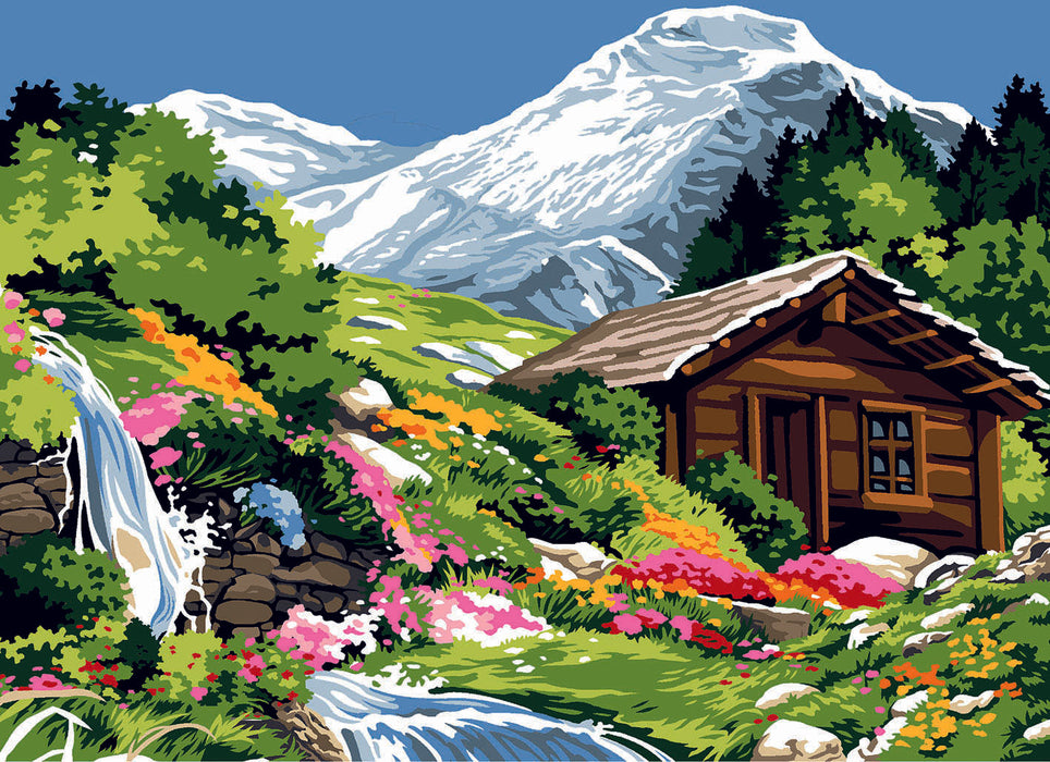 Needlepoint canvas for halfstitch without yarn Canvas The small waterfall SE929.646 Seg De Paris Printed Tapestry Canvas
