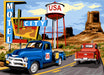 Needlepoint canvas for halfstitch without yarn Canvas Motel 66 SE929.714 Seg De Paris Printed Tapestry Canvas with Two Tracks on the Road in USA