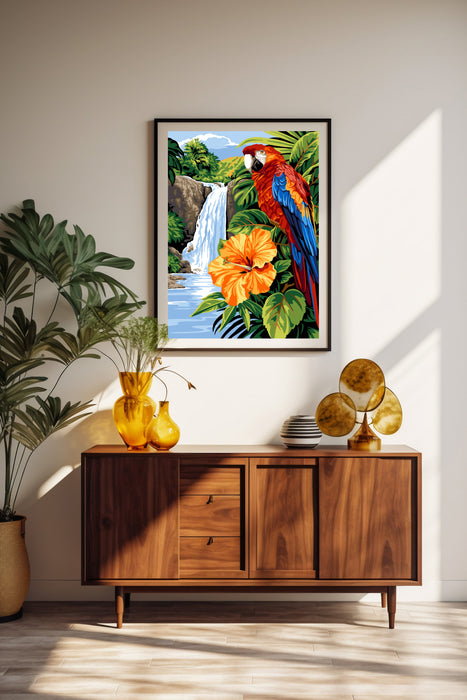 Needlepoint canvas for halfstitch without yarn Canvas Parrot SE929.766 Seg De Paris Printed Tapestry Canvas