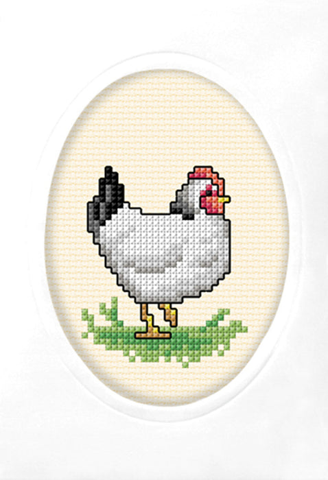 Complete counted cross stitch kit - greetings card "Hen" 6312