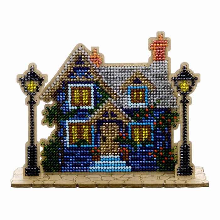 Wooden Bead Embroidery Kit House with Lanterns FLK-588