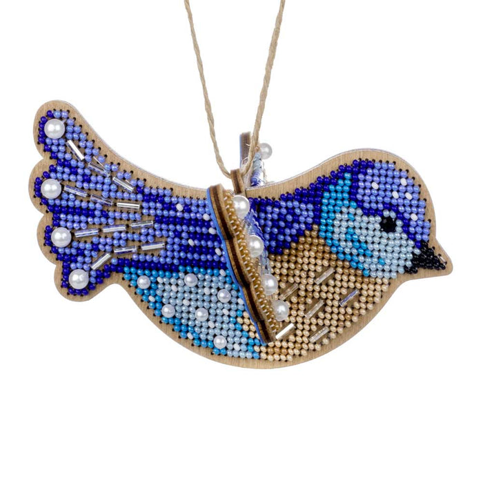 Wooden Bead Embroidery Kit Blue Bird FLK-587