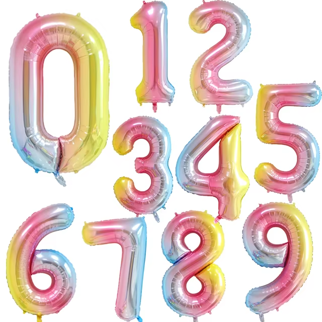 Rainbow Gradient Colorful Number Balloon Foil Balloon F07M1-77-2