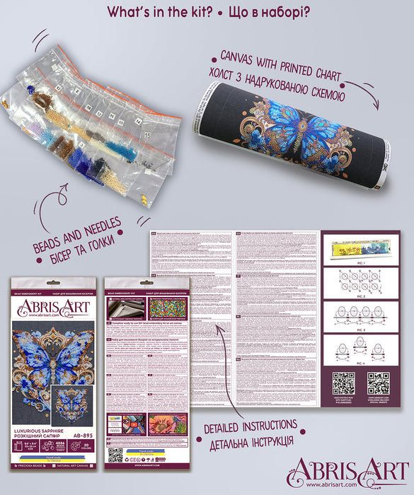 Bead Embroidery Kit - Luxurious sapphire