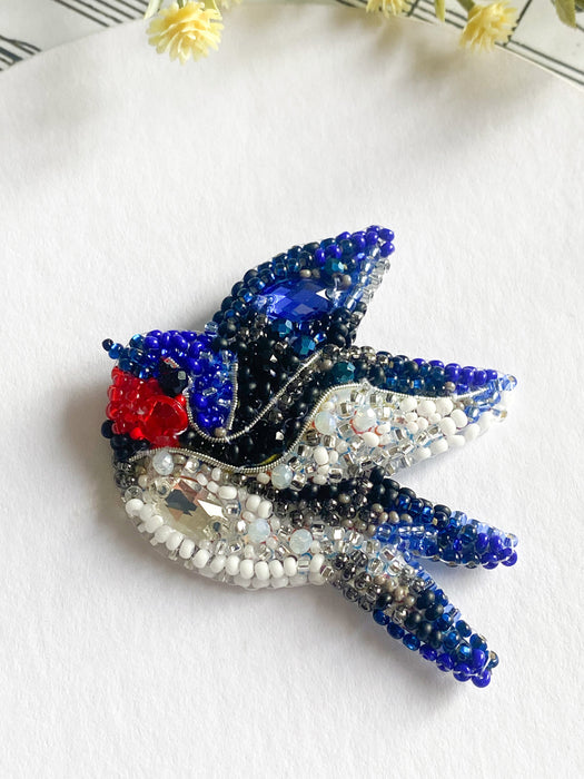 Bead Embroidery Brooch Kit. Decoration - Song of the Swallow AD-246