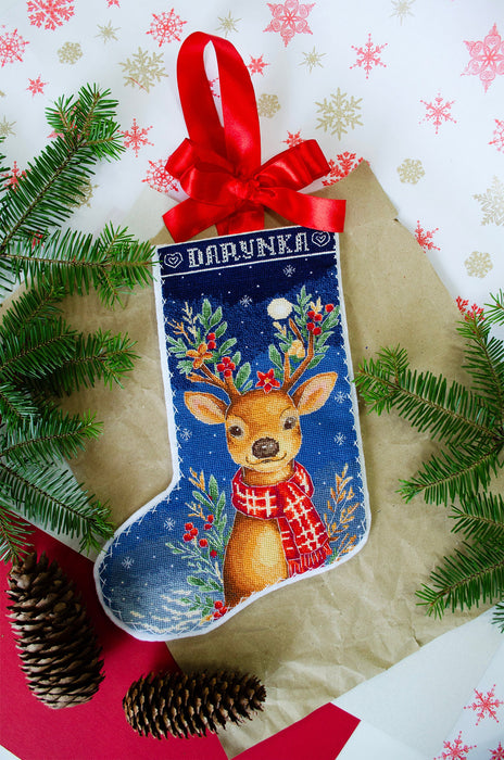 DIY Counted Cross-stitch boot kit - Santa's Helper