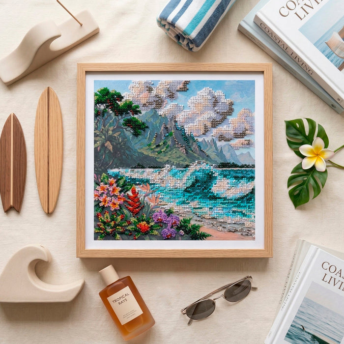 Mid-sized bead embroidery kit - Blue Lagoon AMB-143