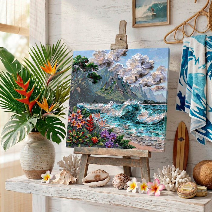 Mid-sized bead embroidery kit - Blue Lagoon AMB-143