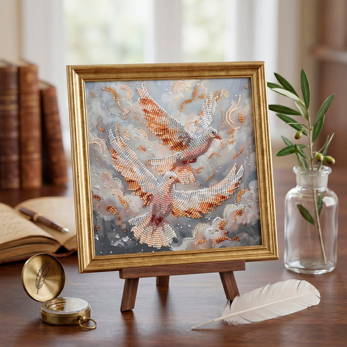 Mid-sized bead embroidery kit - Dance of Doves AMB-145