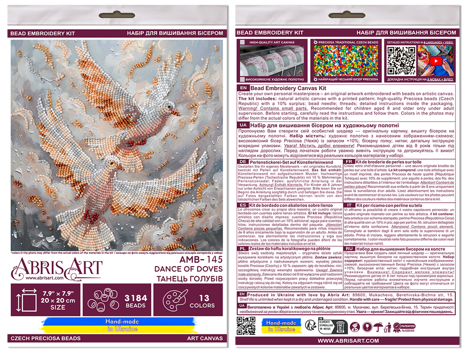 Mid-sized bead embroidery kit - Dance of Doves AMB-145