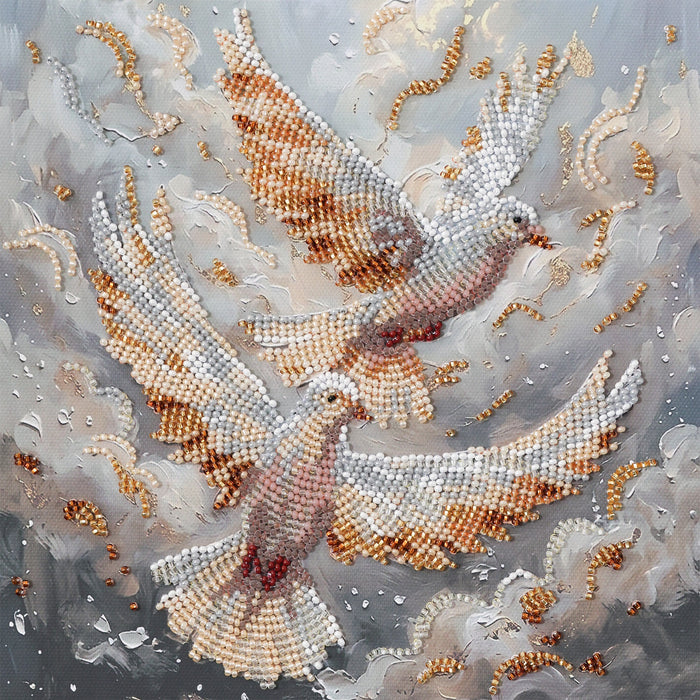 Mid-sized bead embroidery kit - Dance of Doves AMB-145