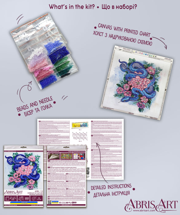 Mid-sized bead embroidery kit - Embrace of nature AMB-110