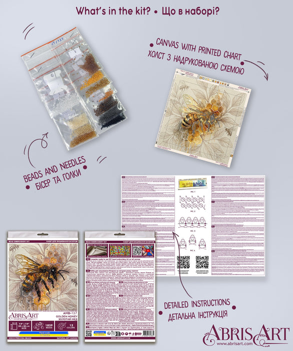 Bead embroidery kit - Golden honey AMB-137