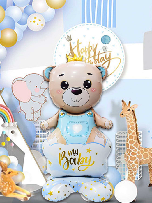 Bear with a Crown Boy. Standing Foil Balloon Decoration F07M1-2