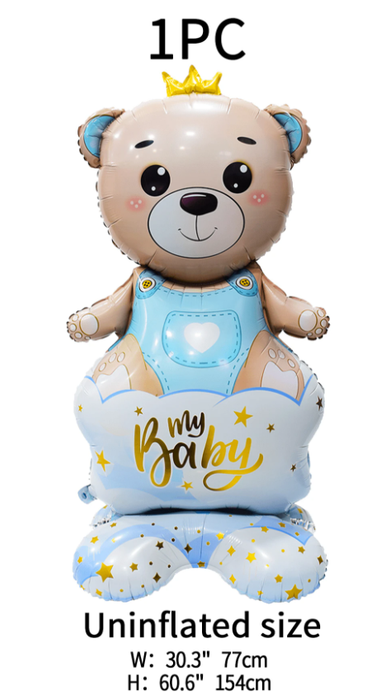 Bear with a Crown Boy. Standing Foil Balloon Decoration F07M1-2